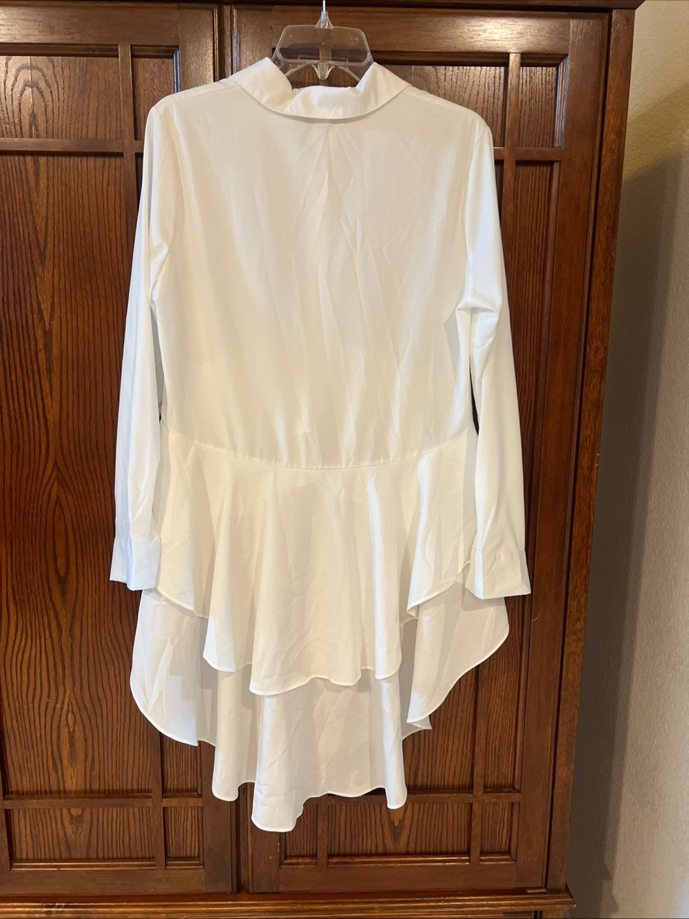 Jeykay White Ruffle High Low Blouse Shirt NWT Women's Size XL Long Sleeve Tunic - Picture 5 of 9